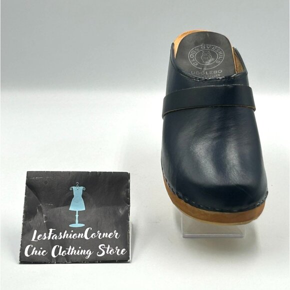 Ugglebo Toffeln Women's Blue Leather Clogs Wooden Sole Slip-On Sz 11.5 (42) 3017 - Picture 14 of 16
